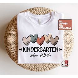 customized kindergarten teacher tee, kindergarten teacher shirt, multi heart - kindergarten teacher, cute team elementar