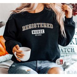 registered nurse sweatshirt, rn nurse leopard print sweatshirt, bsn degree graduation sweatshirt gift, customized regist