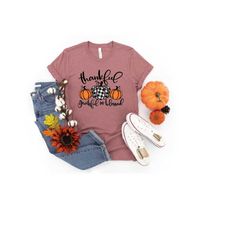 thankful grateful blessed shirt, thanksgiving t-shirt, buffalo plaid