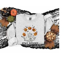 stay spooky sweatshirt,skeleton halloween sweatshirt,pumpkin sweatshirt,halloween outfit 2023,spooky