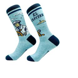 funny dad socks, el capitan socks, funky boating