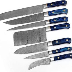 professional kitchen knives custom made damascus steel 7 pcs