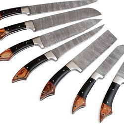 professional kitchen knives custom made hand crafted damascus steel 7 pcs