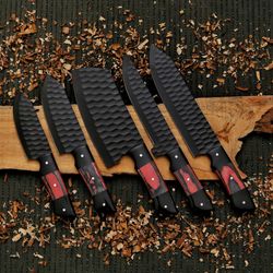 chef knives set 5 pcs damascus steel blade with wood handle kitchen knives set