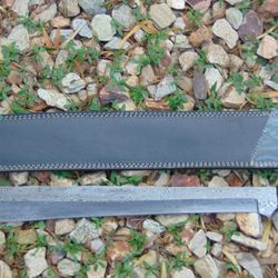 custom handmade damascus steel sword handle rosewood with beautiful leather sheath