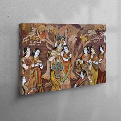 canvas home decor, canvas print, wall decor, radha krishna hindu gods, hinduizm canvas poster, hindu canvas poster,