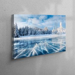 Framed Wall Art, View Canvas Decor, Winter Scenery, Nature Landscape Artwork, Custom Wall Decor, Canvas Print, Landscape