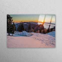 glass art, glass printing, glass, view glass wall, sunset view glass art, sunset glass art, sunset landscape glass wall,