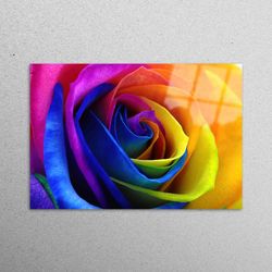 glass custom for art, tempered glass, colorful rose, colorful tempered glass, glass art gift, rose lover gift glass prin