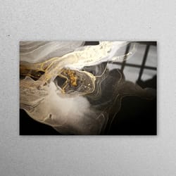 glass wall decor, glass printing, tempered glass, black and gold wall art, gold tempered glass, abstract glass wall art,