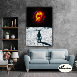 space kneeling astronaut cosmos space space moon roll up canvas, stretched canvas art, framed wall art painting