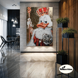 uncle scrooge poster, king duck canvas art, dollar art, modern wall decor, roll up canvas, stretched canvas art, framed