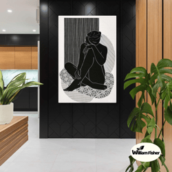 woman wall art, boho wall decor, modern canvas art, roll up canvas, stretched canvas art, framed wall art painting