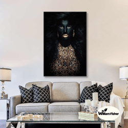 woman wall art, gold body jewelry, sexy woman wall decor, roll up canvas, stretched canvas art, framed wall art painting