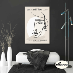 woman wall art, line art wall decor, boho wall art, minimal wall decor, roll up canvas, stretched canvas art, framed wal