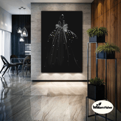 women wall art, fashion canvas art, dress wall decor, line canvas art decor, roll up canvas, stretched canvas art, frame