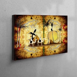 3d wall art, 3d canvas, large wall art, camel and egypt, sun landscape canvas gift, desert landscape artwork, abstract s