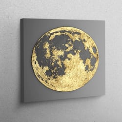 canvas decor, canvas art, living room wall art, gold moon canvas print, contemporary wall decor, moon art, modern moon c