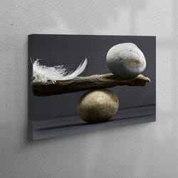 canvas home decor, 3d wall art, wall decor, balance of stone and feather, balance of stone and feather canvas print,