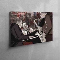 canvas home decor, 3d wall art, wall decor, jazz musicians painting, music room art, saxophone canvas decor, piano art c