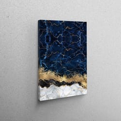canvas home decor, canvas gift, wall decor, gold poster, blue marble 3d canvas, alcohol ink canvas poster, modern canvas