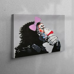 canvas home decor, living room wall art, 3d canvas, animal canvas poster, abstract canvas, thinking monkey wall art,