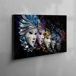 canvas home decor, living room wall art, large canvas, venetian mask, traditional mask wall decor, woman mask canvas pri