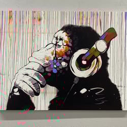 canvas home decor, living room wall art, wall decor, banksy thinking monkey, street printed, graffiti monkey canvas post