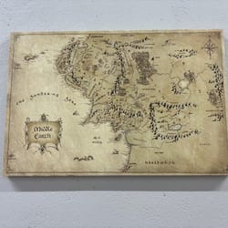 canvas home decor, wall art canvas, large canvas, lord of the rings movie map, world map printed, middle earth antique m