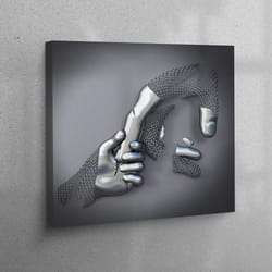 canvas home decor, wall decor, wall art canvas, metallic 3d hand canvas, silver hand poster, contemporary poster, abstra