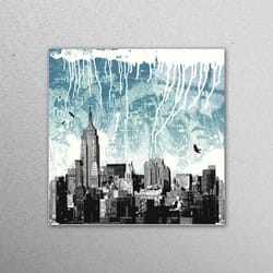 glass art, wall decoration, glass wall art, city silhouette painting, city silhouette wall decoration, city landscape wa