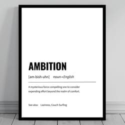 ambition definition print minimalist office art funny definition canvas daily affirmation home office wall art moti
