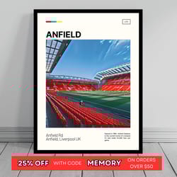 anfield stadium print liverpool fc canvas premier league soccer art soccer pitch canvas oil painting art