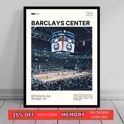 barclays center print brooklyn nets canvas nba art nba arena canvas oil painting modern art travel art print