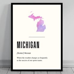 funny michigan definition print michigan canvas minimalist state map watercolor state silhouette modern travel word