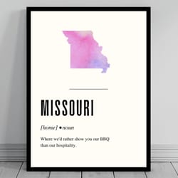 funny missouri definition print missouri canvas minimalist state map watercolor state silhouette modern travel word