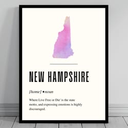 funny new hampshire definition print new hampshire canvas minimalist state map watercolor silhouette modern travel