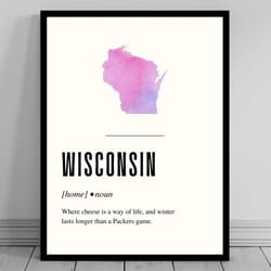 funny wisconsin definition print wisconsin canvas minimalist state map watercolor state silhouette modern travel wo