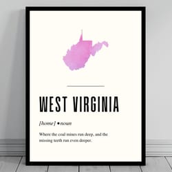 funny west virginia definition print west virginia canvas minimalist state map watercolor silhouette modern travel