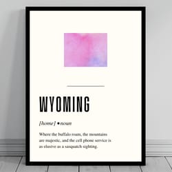 funny wyoming definition print wyoming canvas minimalist state map watercolor state silhouette modern travel word