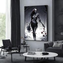 woman graffiti wall art, street canvas print, graffiti wall decor, banksy wall art, graffiti print, framed ready to hang