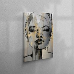large canvas, canvas gift, large wall art, abstract woman face, abstract canvas poster, woman portrait canvas decor, wom