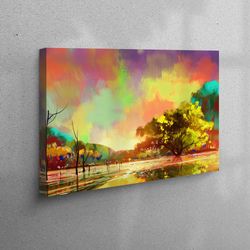 large canvas, canvas home decor, living room wall art, rainy day painting, colorful poster, oil painting print
