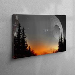 3d canvas, living room wall art, wall art, star wars, sunset landscape canvas, death star art canvas, starry sky canvas