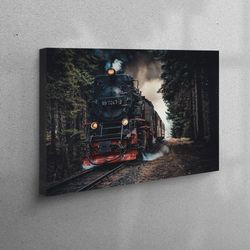 3d canvas, wall decor, canvas art, train, train landscape wall decor, train road art, railroad wall art, view wall art,