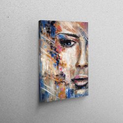 3d wall art, 3d canvas, large wall art, woman portait painting, modern woman artwork, woman canvas print, woman portait
