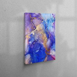 3d wall art, canvas decor, wall art canvas, blue and purple marble, alcohol ink canvas art, luxury marble canvas art, go