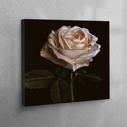 3d wall art, white rose wall decor, wall decor, ladybug art canvas, home decor wall art, white rose and ladybug, trendy