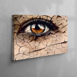 canvas home decor, large wall art, canvas, brown eye art canvas, abstract eye canvas decor, waterless printed, eye canva