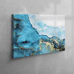canvas home decor, living room wall art, canvas wall art, blue tones marble wall art, blue wall art, blue marble canvas